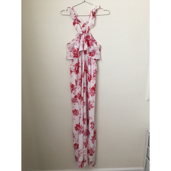 TULAROSA Santorini Floral Maxi Dress White Pink S - Picture 3 of 8
